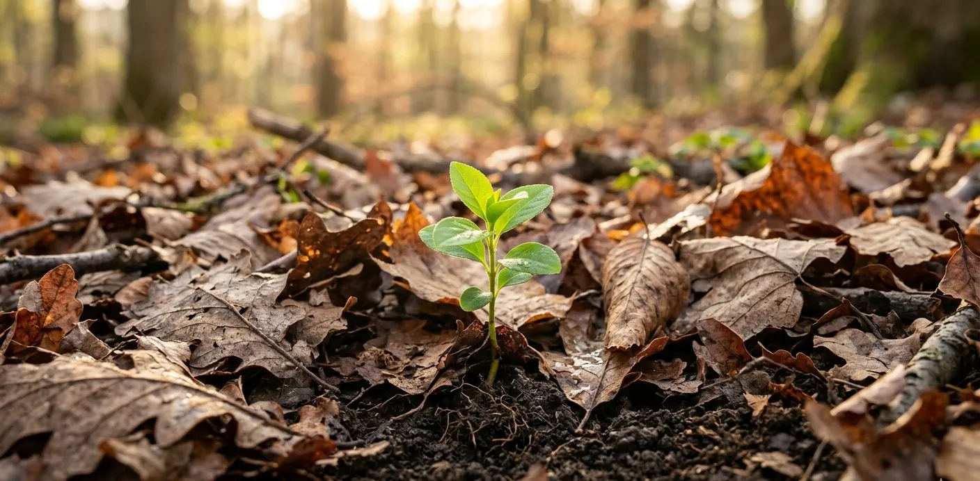 Uma muda de planta nascendo, simbolizando o renascimento 