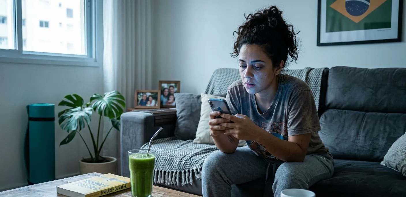 Mulher mexendo no celular