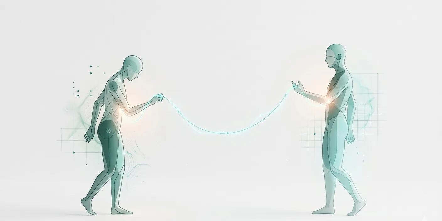 Ilustração minimalista representando o apego ansioso e o medo de perder a conexão afetiva na relação.